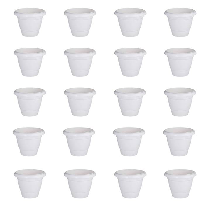 Set of 20 - 10 Inch White Plastic Pots