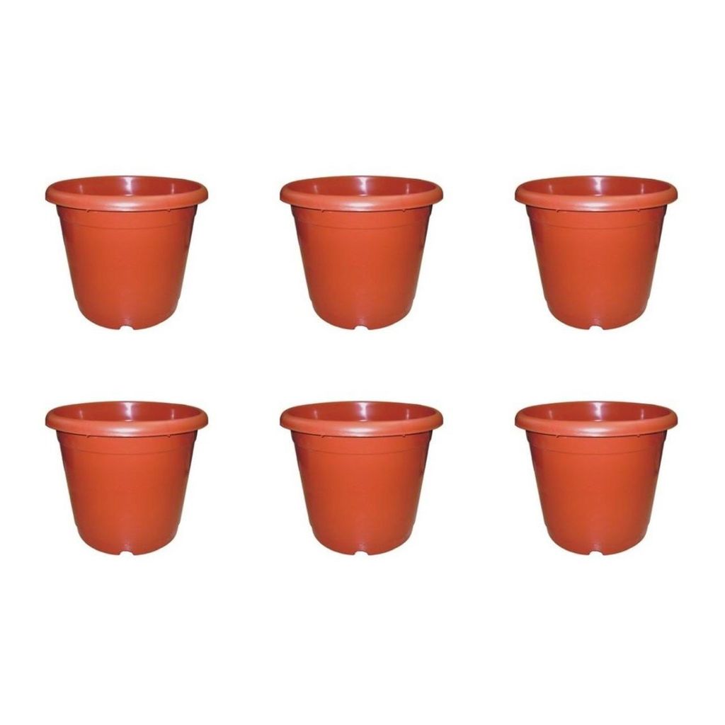 Set of 6 - 6 Inch Terracotta Plastic Pots