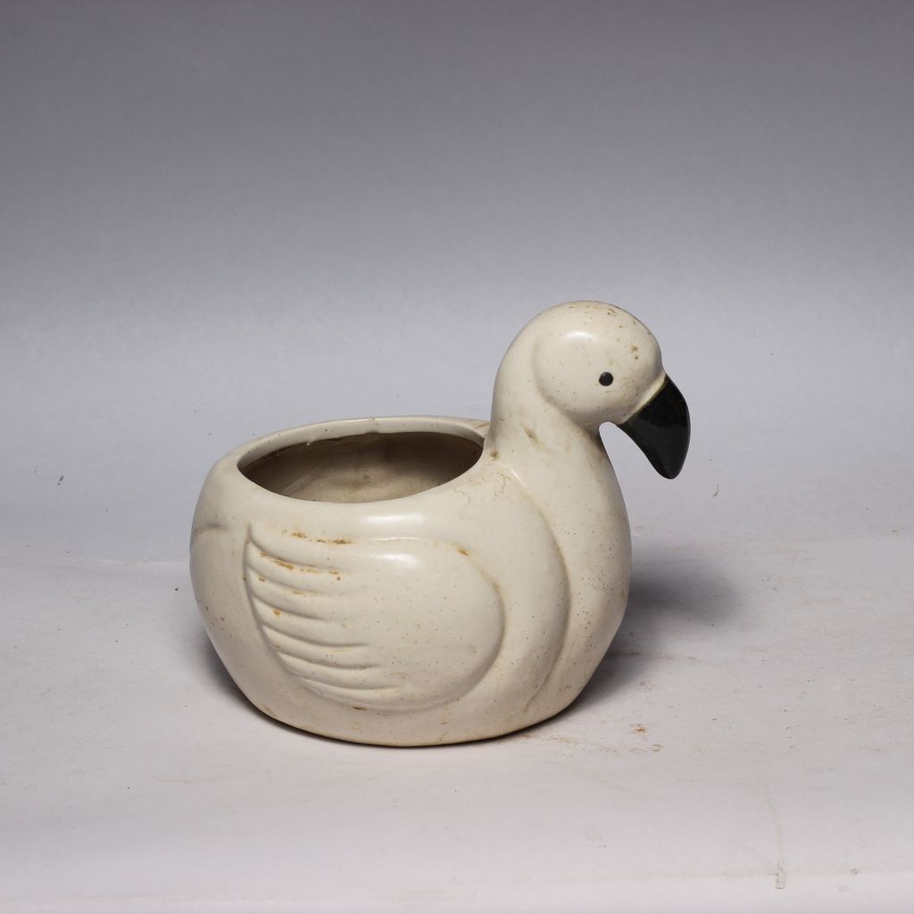 4 Inch White Duck Shaped Ceramic Planter