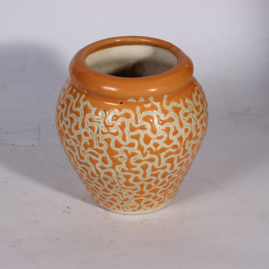 4 Inch Studio Print Orange Ceramic Planter