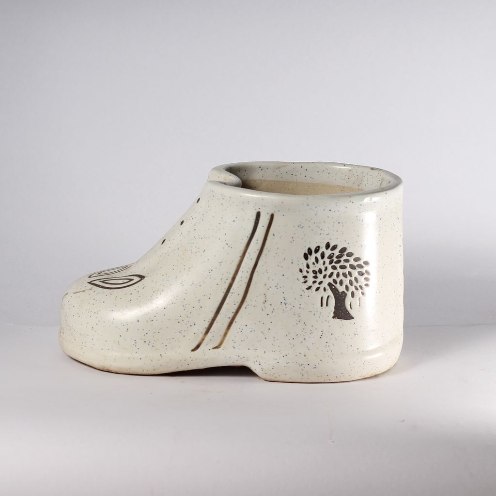 4 Inch White shoe Shaped Ceramic Planter