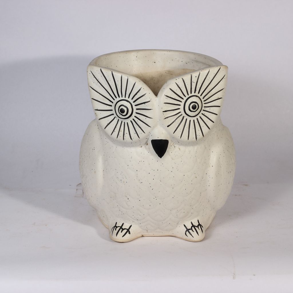 6 Inch White Owl Shaped Ceramic Planter