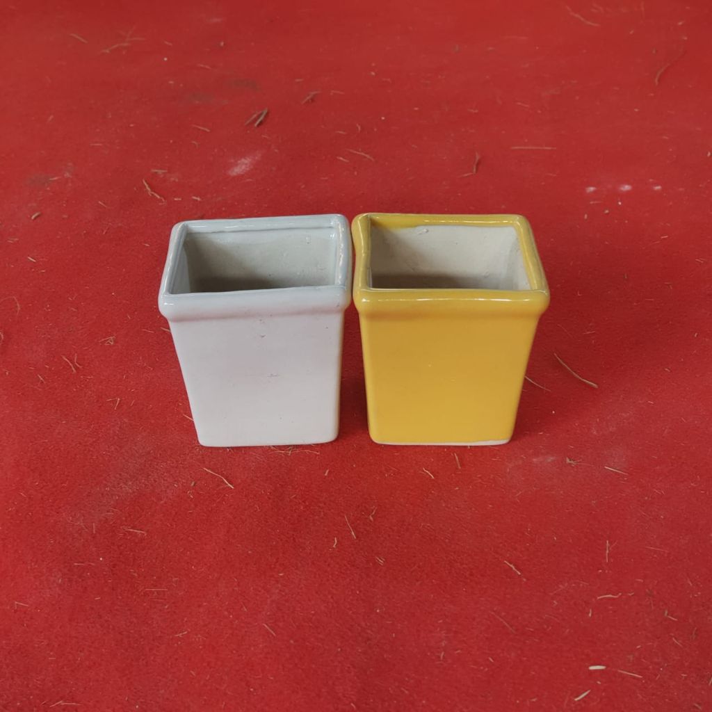 Set of 2 - 4 inch (Any colour) Square Ceramic Planters