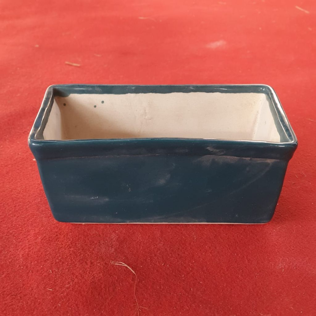 4 X 4 X 8 inch Blue Bonsai Ceramic Planter