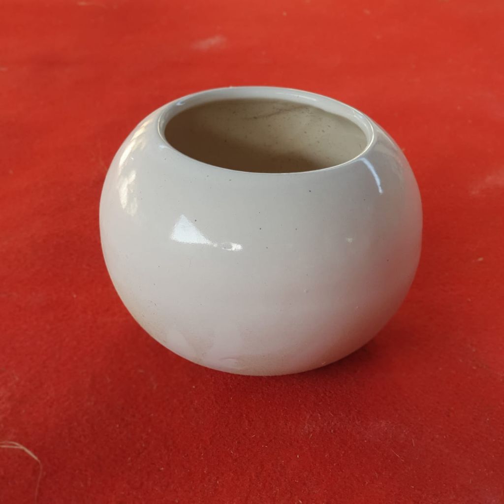 Set of 2 - 4 inch White Cute Ball Ceramic Planters