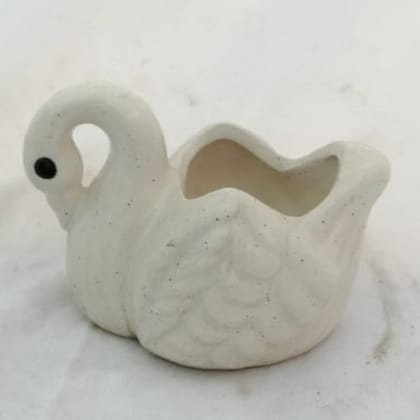 Buy 4 Inch White Cute Swan Shaped Ceramic Pot Online | Urvann.com