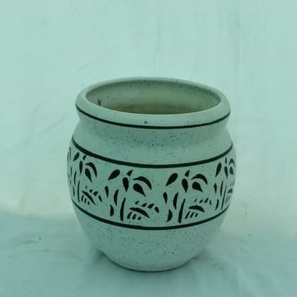 Buy 10 Inch White Designer Matka Ceramic Planter Online | Urvann.com