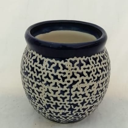 Buy 6 Inch Black and Golden Designer Ceramic Planter Online | Urvann.com