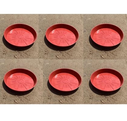 Buy Set of 6 - 6 inch red round tray Online | Urvann.com