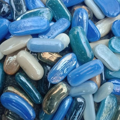 Decorative Multicolor Capsule Glass Pebbles - 1 kg