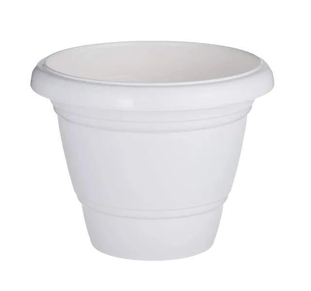 10 Inch White Round Plastic Pot