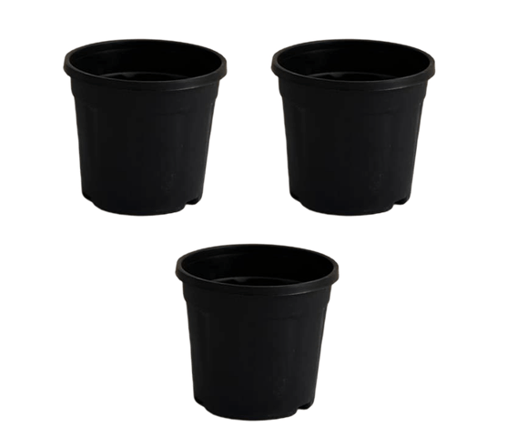 Set of 3 - 8 Inch  Black Nursery Pot
