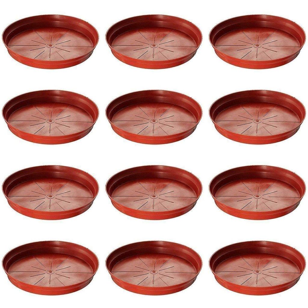 Set of 12 - 10 Inch Red Plastic Plates - to keep under the Pot