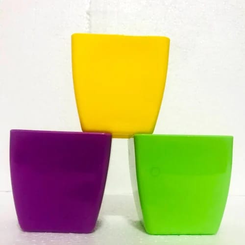 Set of 3 - 5 Inch Premium Square Plastic Pot (any colour)