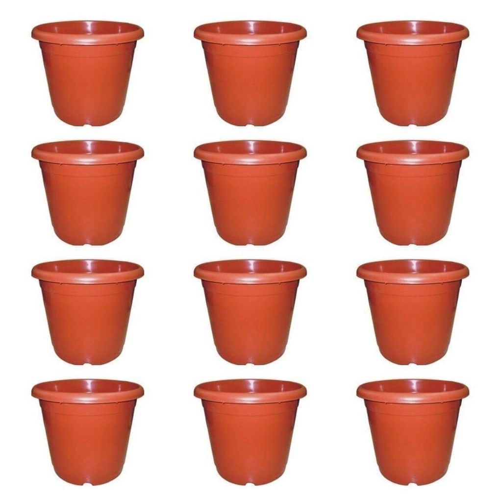 Set of 12 - 14 Inch Red Plastic Pot