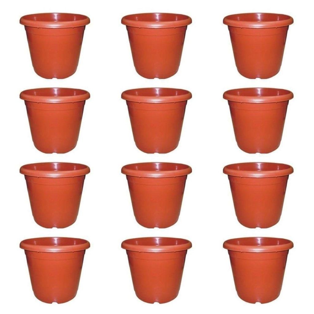 Set of 12 - 10 Inch Red Plastic Pot