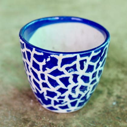 Buy 5 Inch Blue Cup Designer Ceramic Pot (any design) Online | Urvann.com