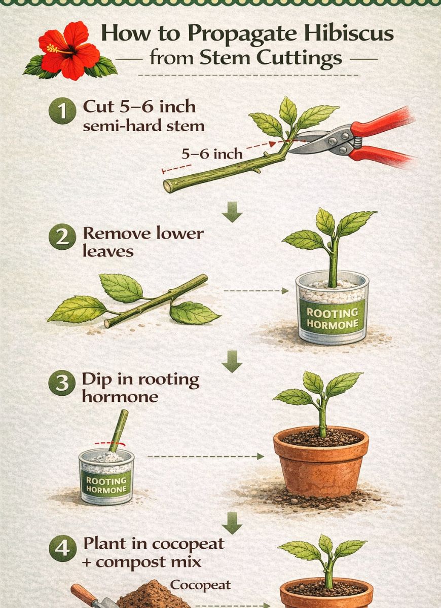How to grow a hibiscus plant from cuttings, showing hibiscus root type formation