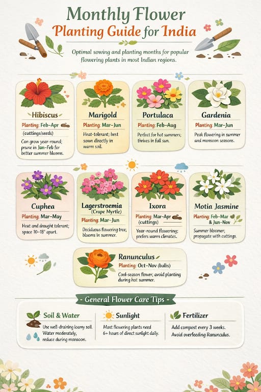 Monthly Flower Planting Guide For India