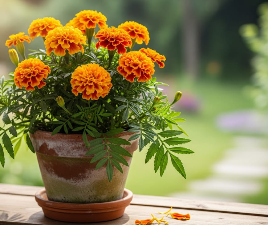Marigold roots release a compound that actively suppresses soil pests