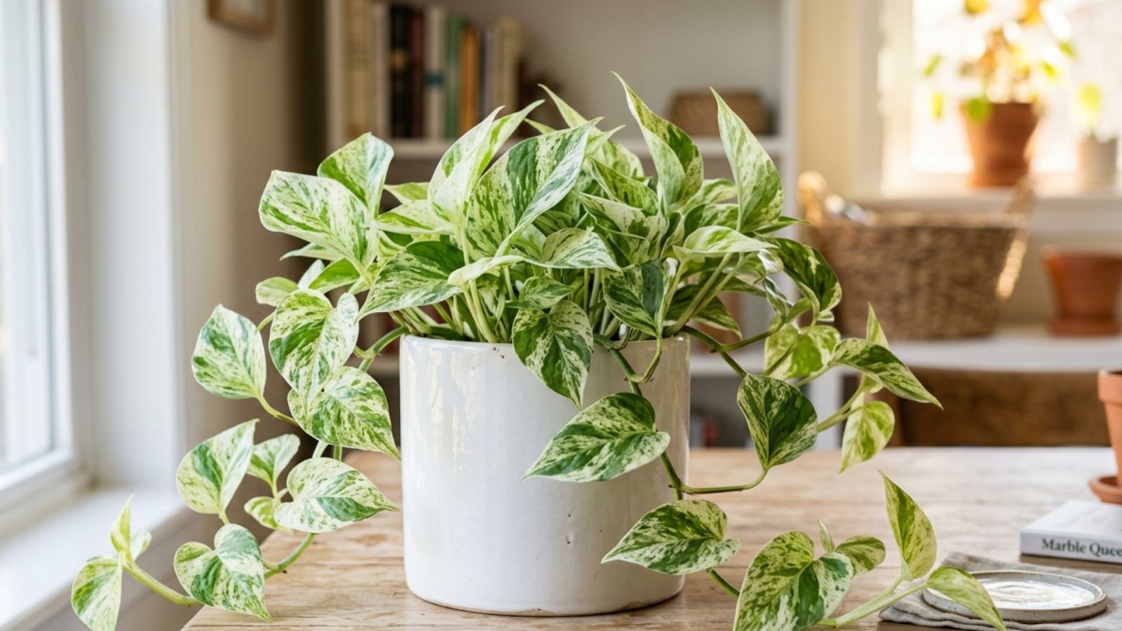 Marble Queen Money Plant (Epipremnum aureum ‘Marble Queen’) - The Elegant Variegated Beauty