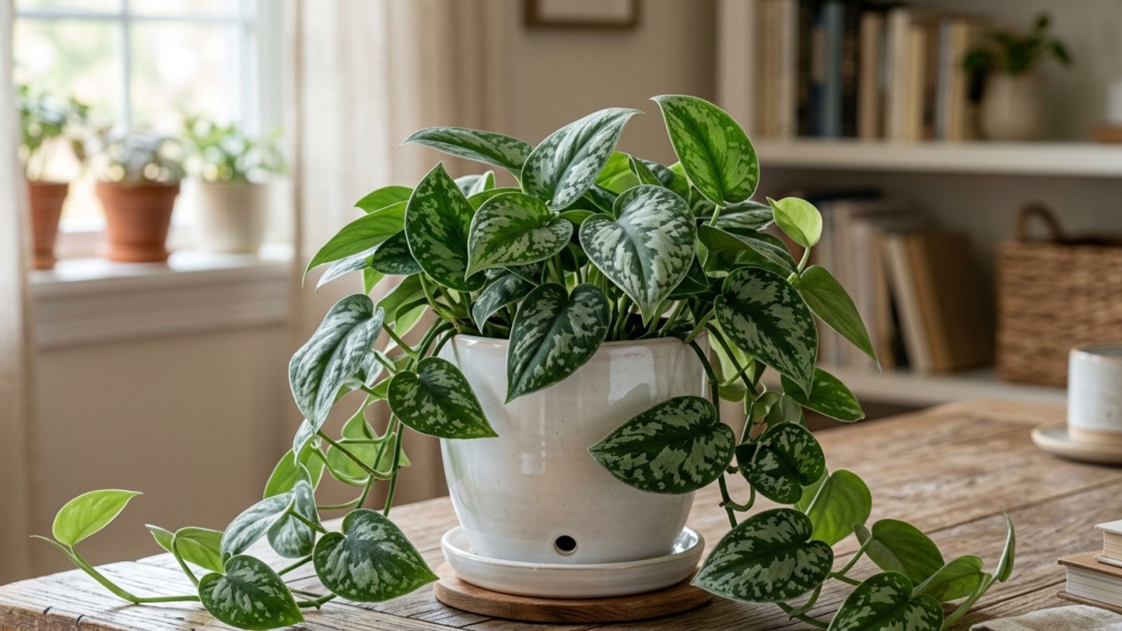Silver Satin Pothos (Scindapsus pictus) – Variegated Vine of Fortune