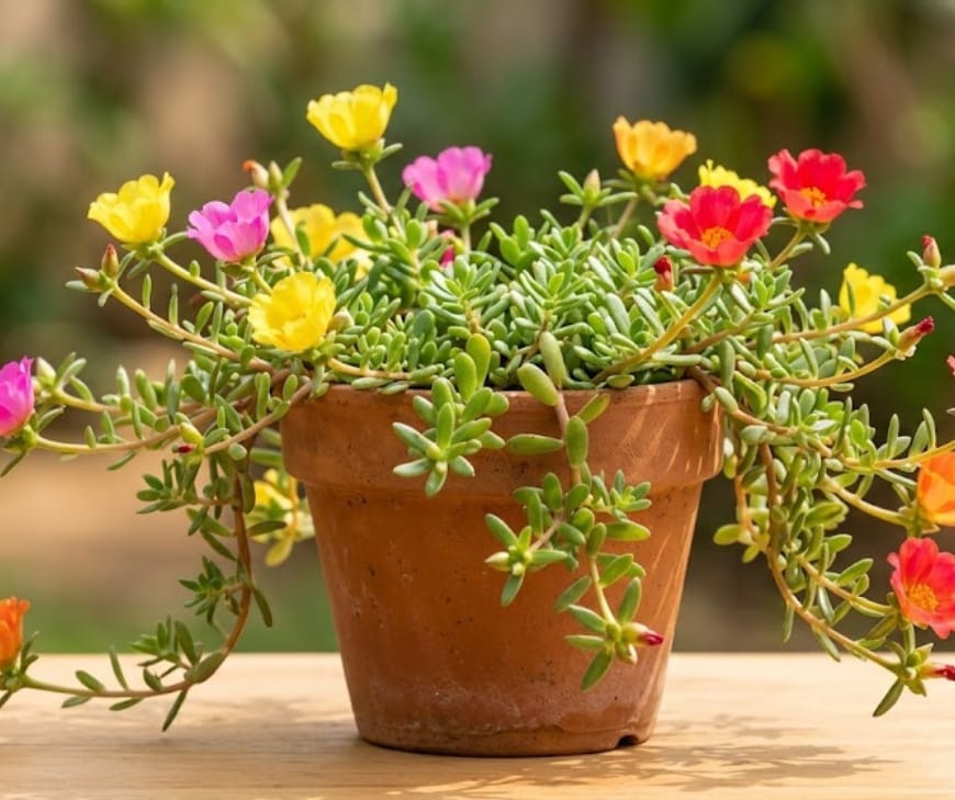Portulaca Moss Rose Daily blooming flowers with almost zero maintenance.