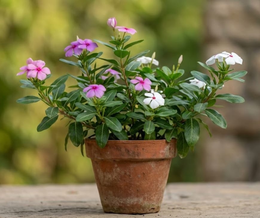 Vinca The toughest flowering plant for hot Indian summers.