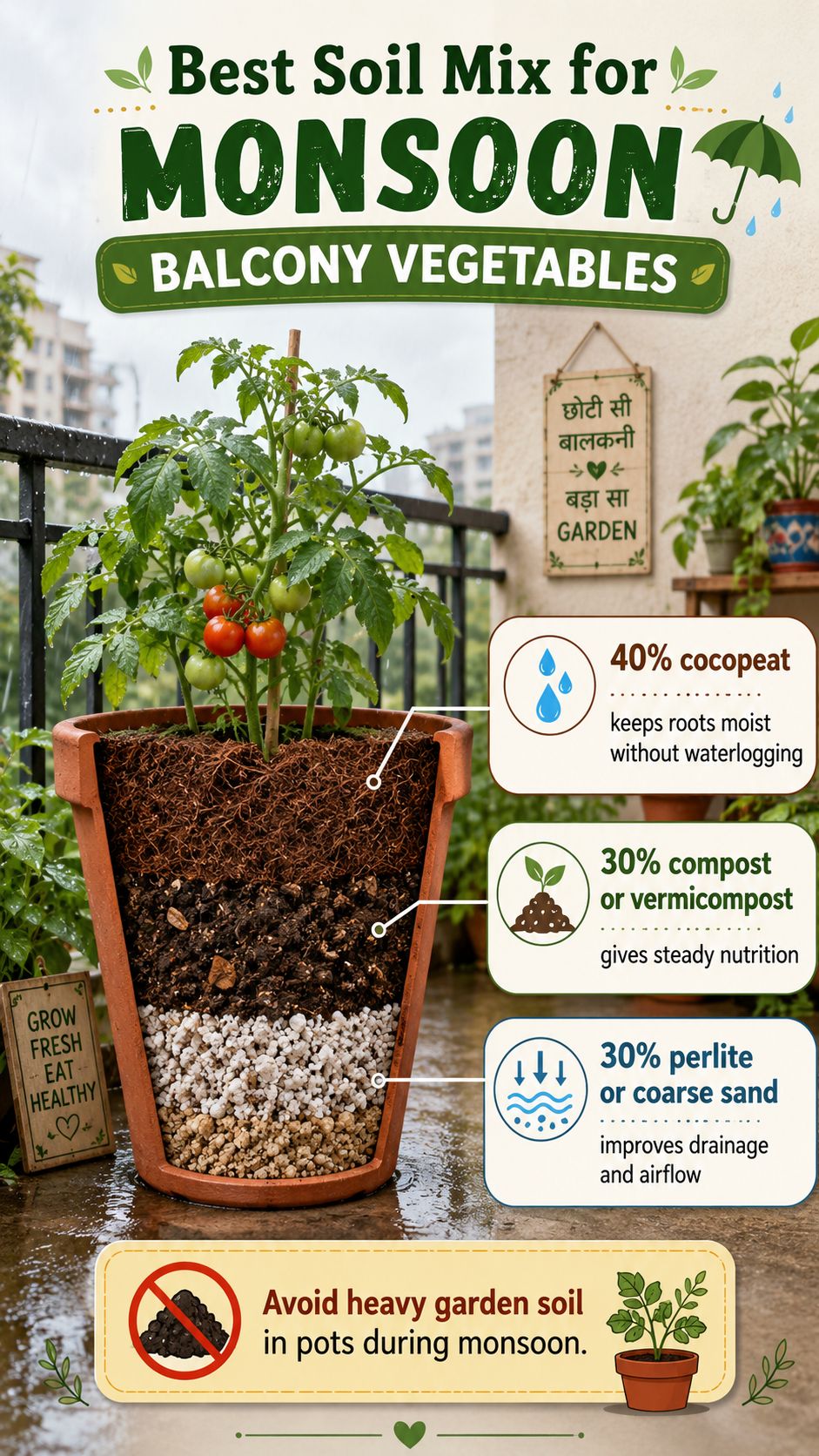 Best soil mix for the monsoon cocopeat, compost, and perlite mix for monsoon container gardening in India