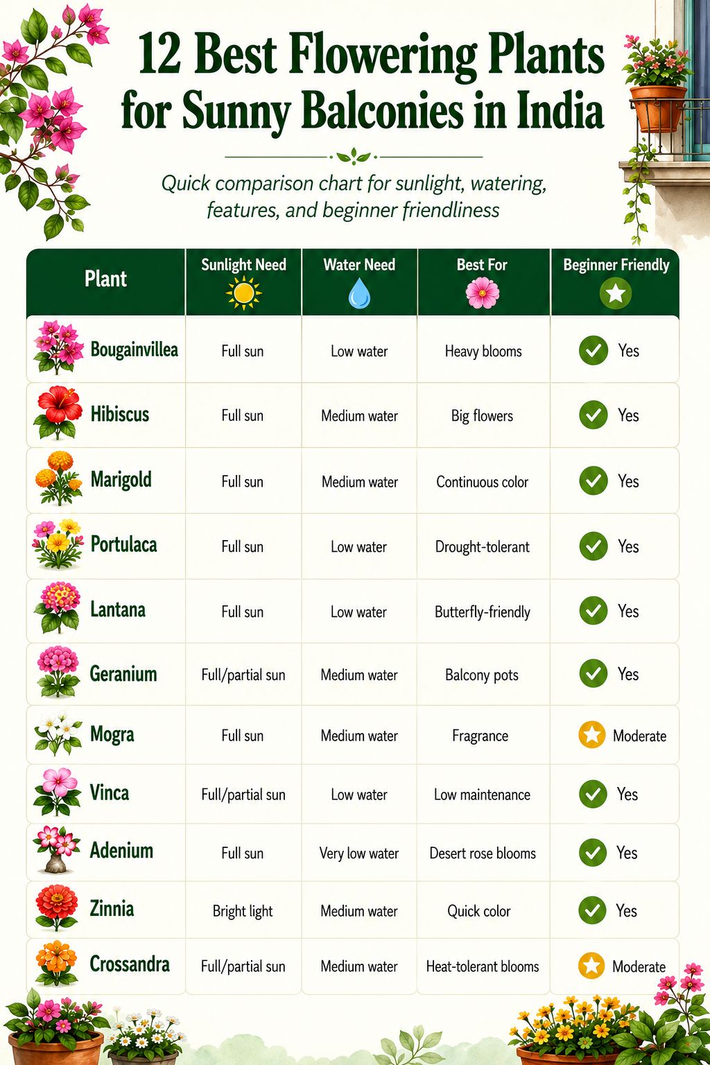 12 Best Flowering Plants for South- and West-Facing Balconies This Summer