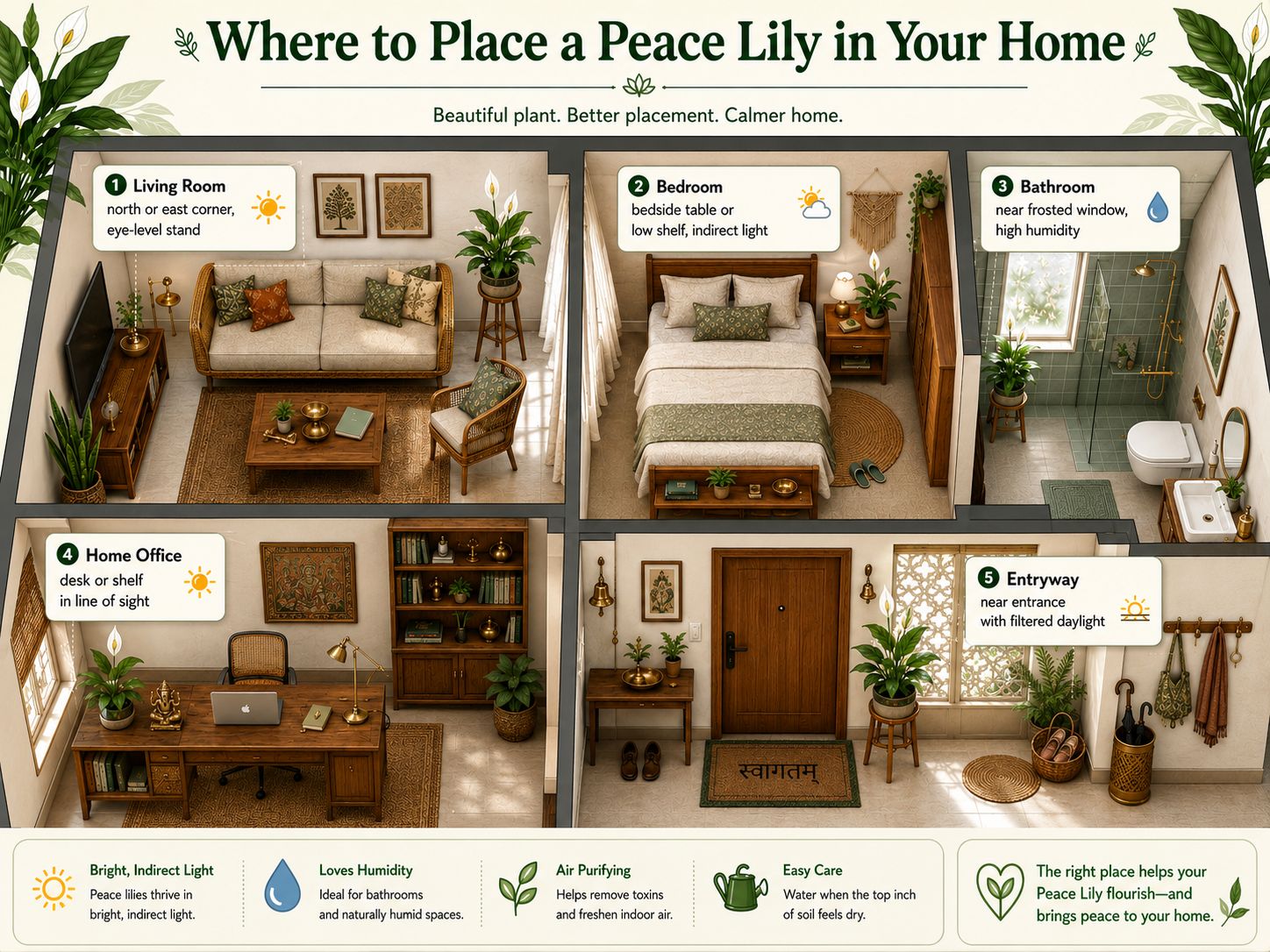 Room by Room: Where Your Peace Lily Works Hardest