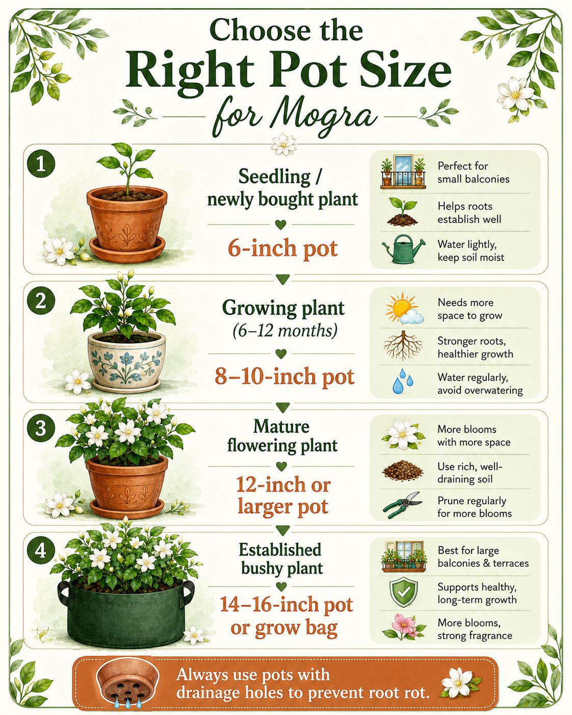 Best Pot Size for Mogra