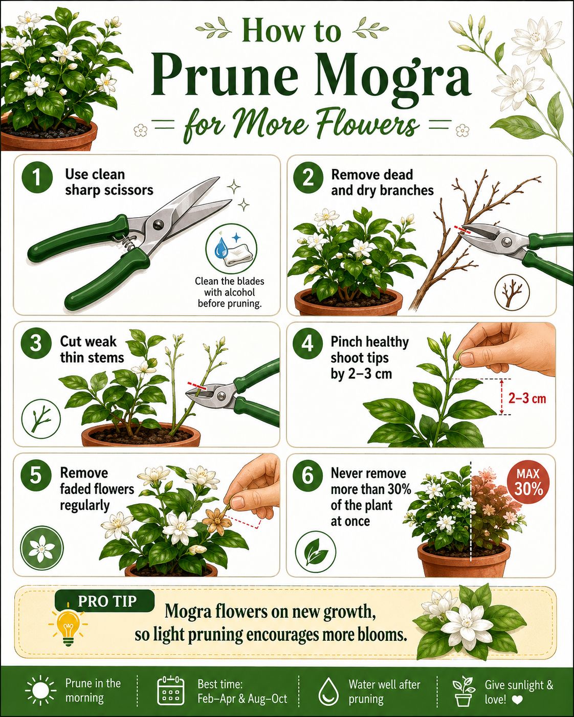 Step-by-Step Pruning Guide for Mogra  Plant