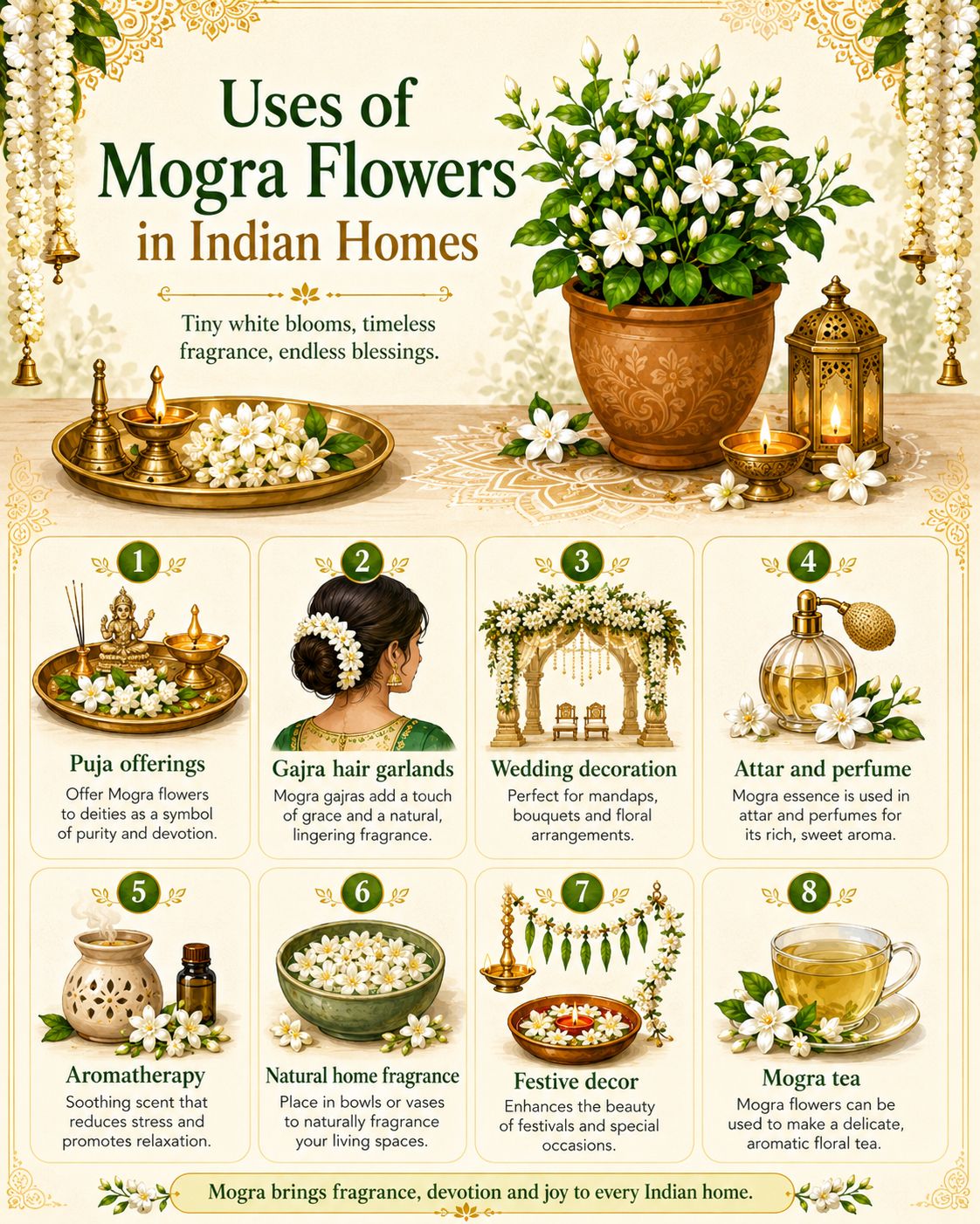 Uses of Mogra Flowers in Indian Homes