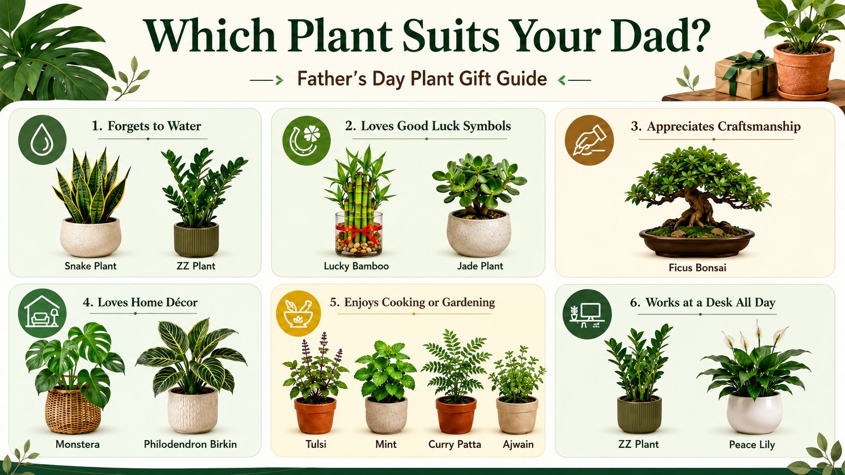 Quick Reference: Which Plant Suits Your Dad?