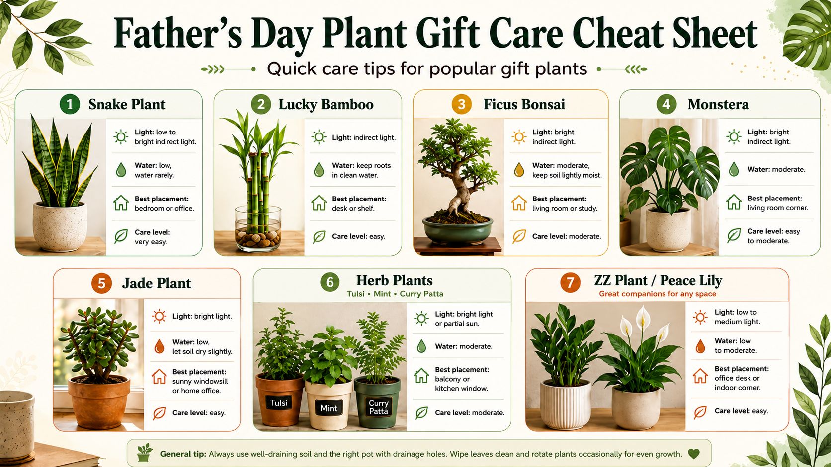 Father's Day Plant Gift Care Order Before Father's Day for Fast Delivery
