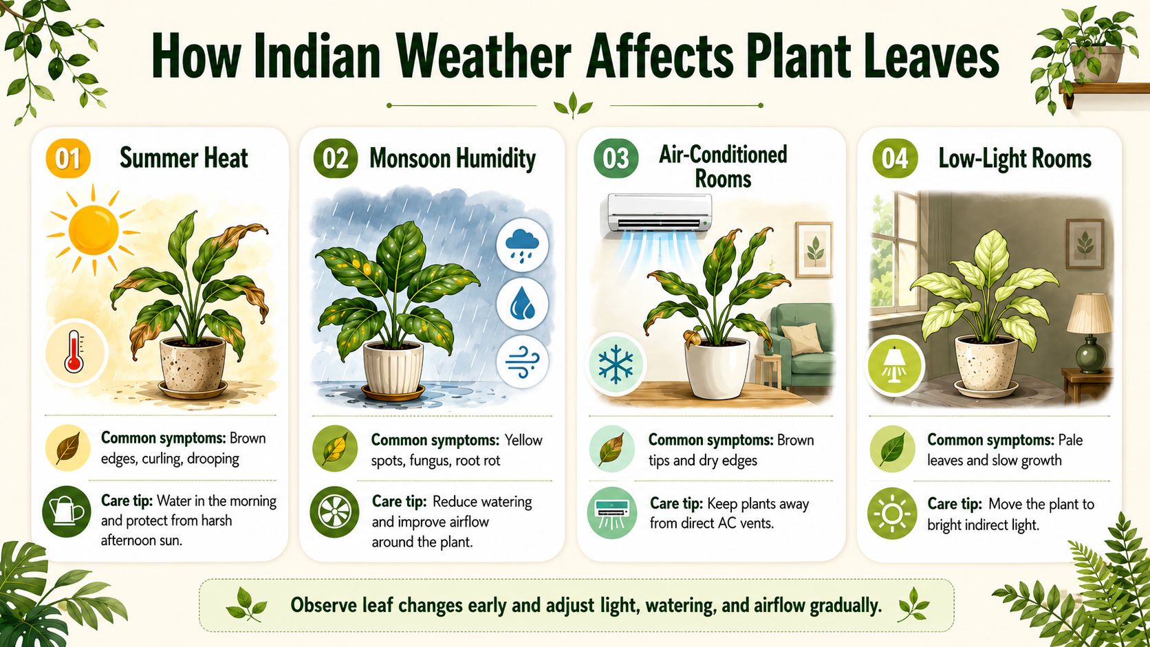 Indian Home and Weather Factors That Affect Plant Leaves