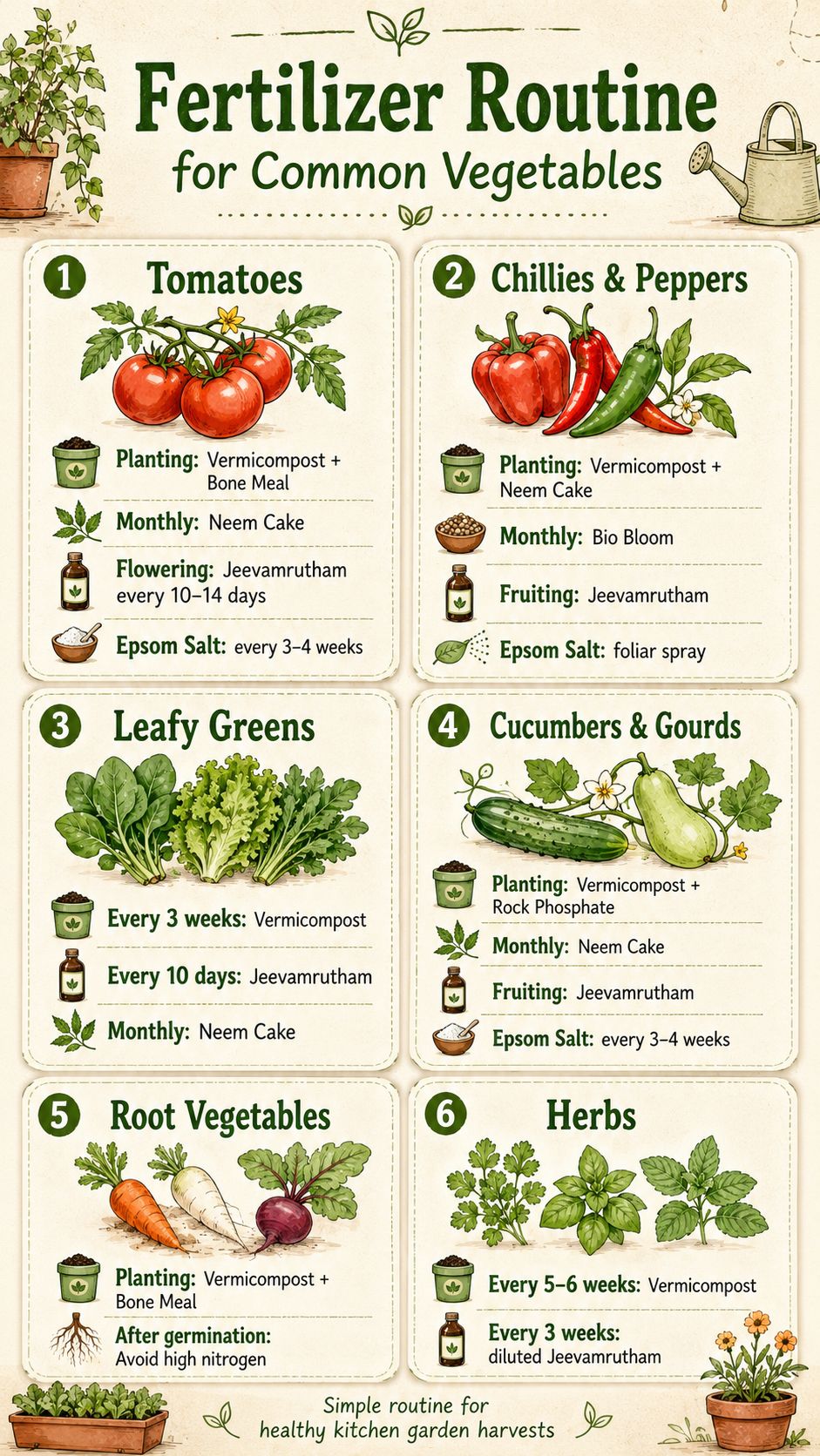 Quick Fertilizing Guide for Common Vegetables