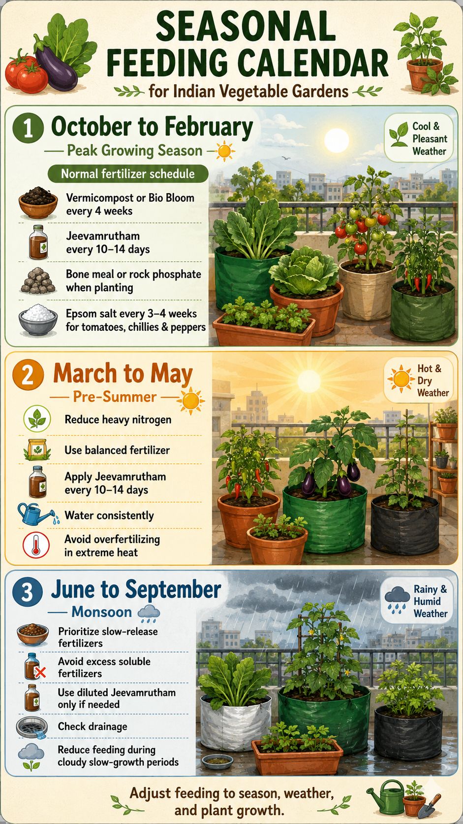 The Complete Seasonal Feeding Calendar for Indian Vegetable Gardens