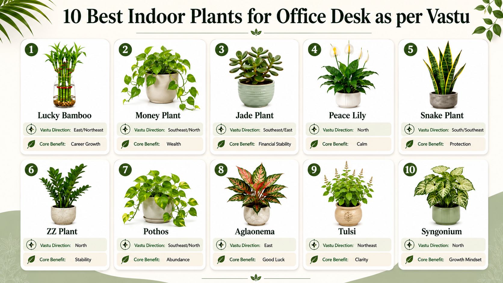 10 Best Indoor Plants for Your Office Desk as per Vastu