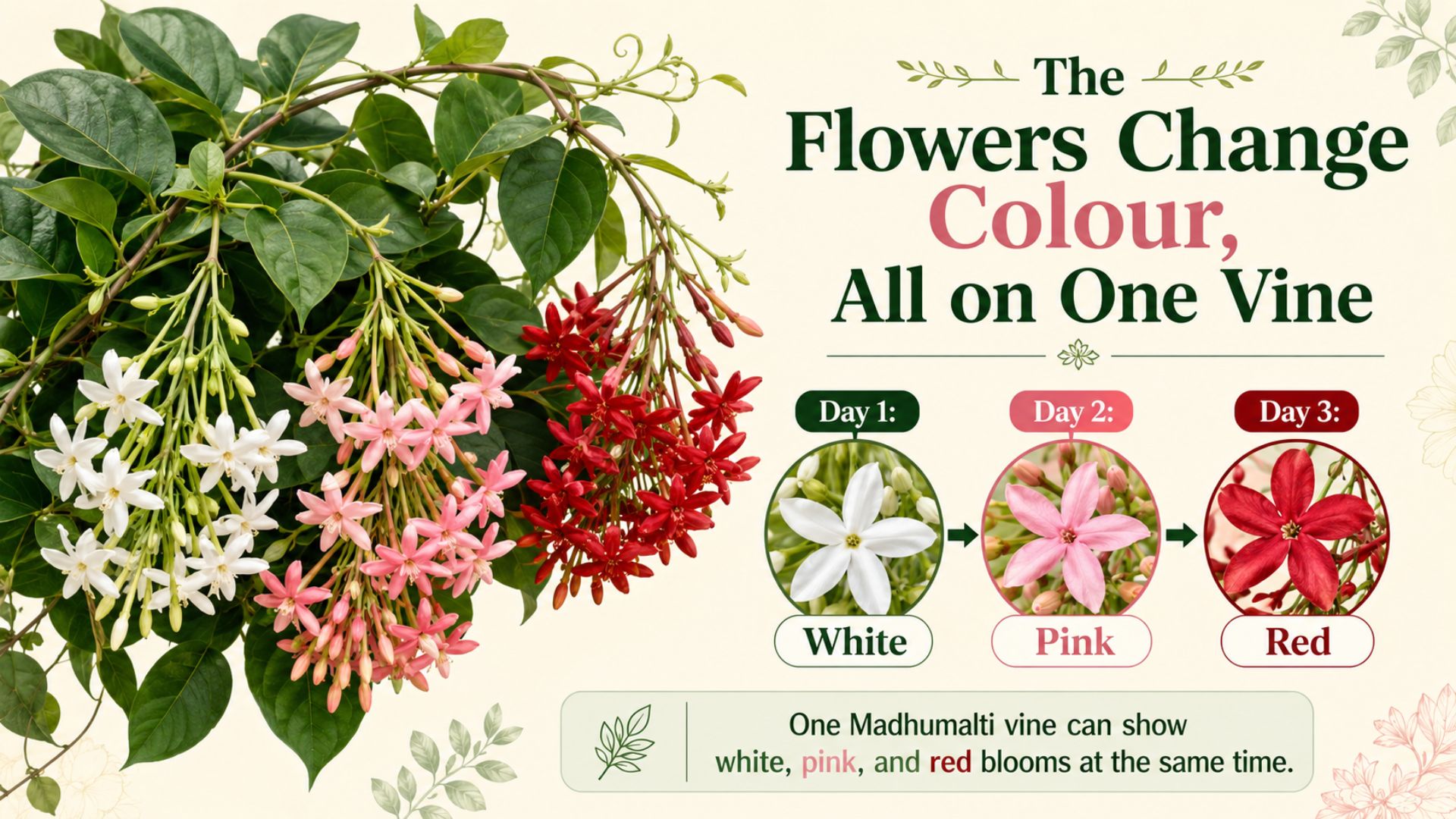One Vine, Three Beautiful Flower Colours