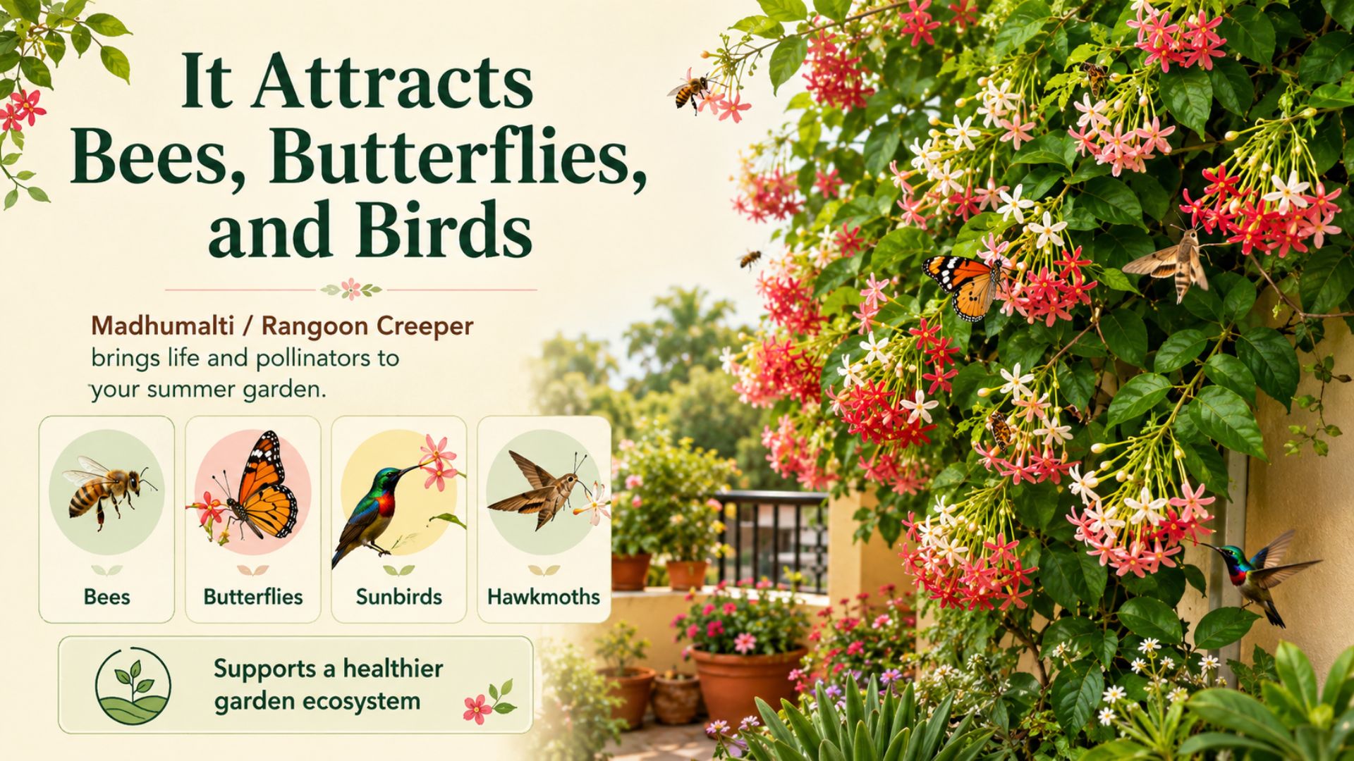 Attracts Bees, Butterflies, and Birds