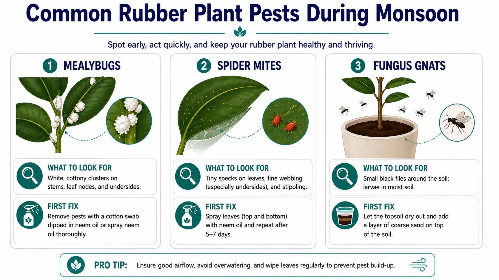 Common rubber plant pests during monsoon Pest Prevention and Leaf Care