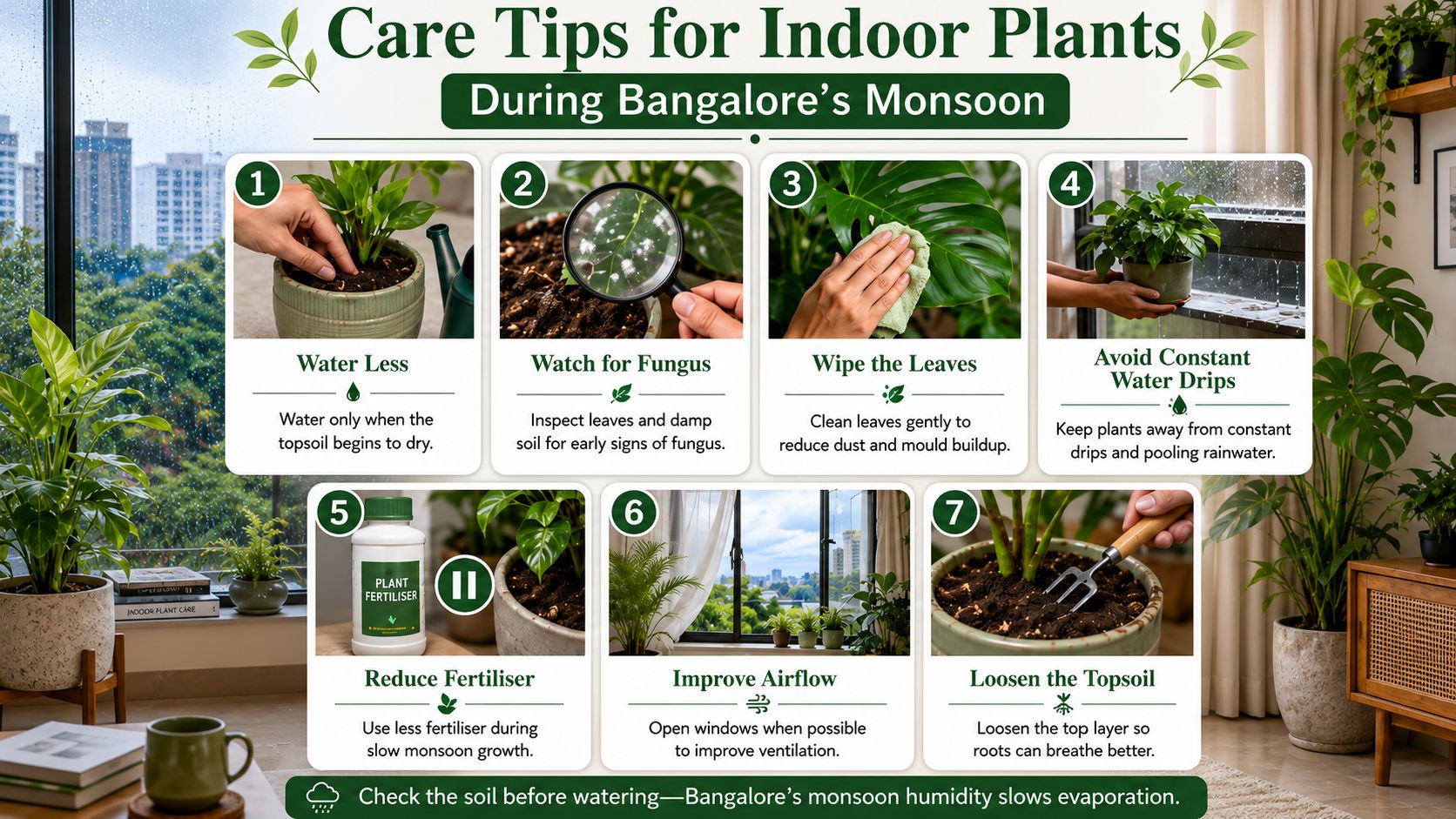 Care Tips for Indoor Plants During Bangalore's Monsoon
