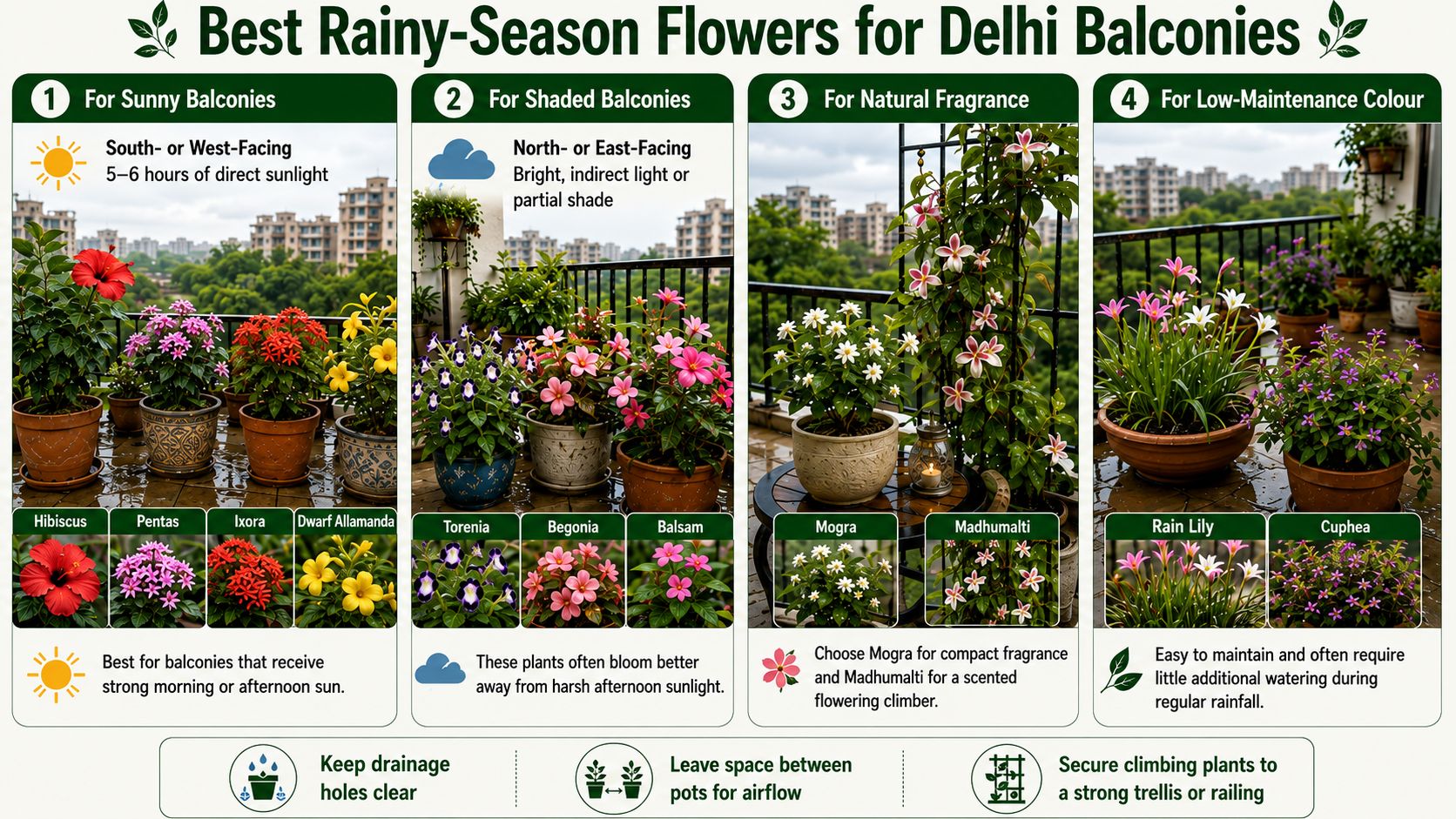 Which Rainy Season Flowers Are Best for Delhi Balconies?