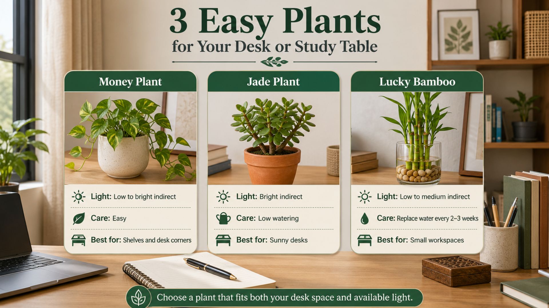 3 Easy Plants for Your Desk or Study Table