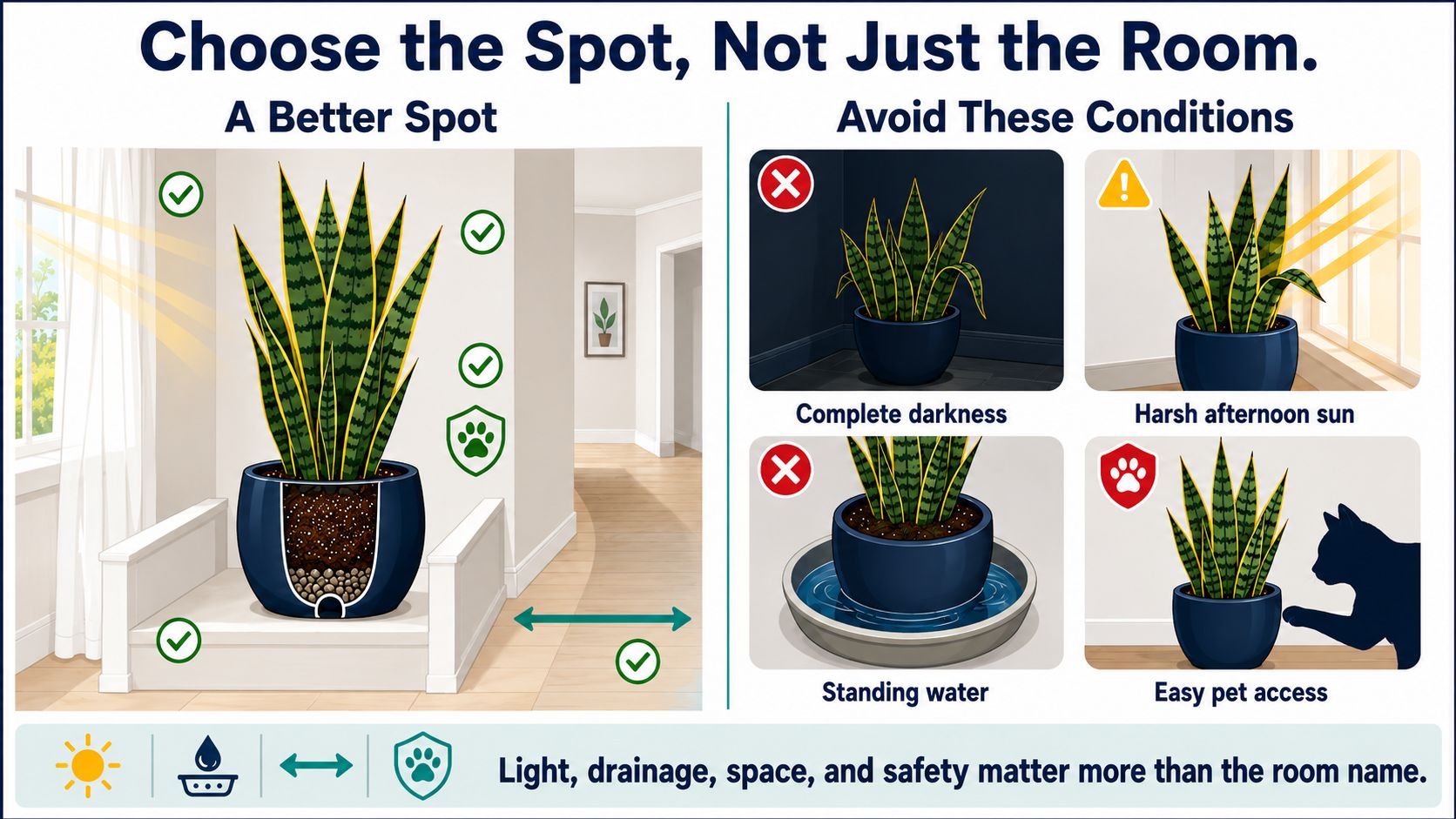 Where Should You Avoid Placing a Snake Plant?