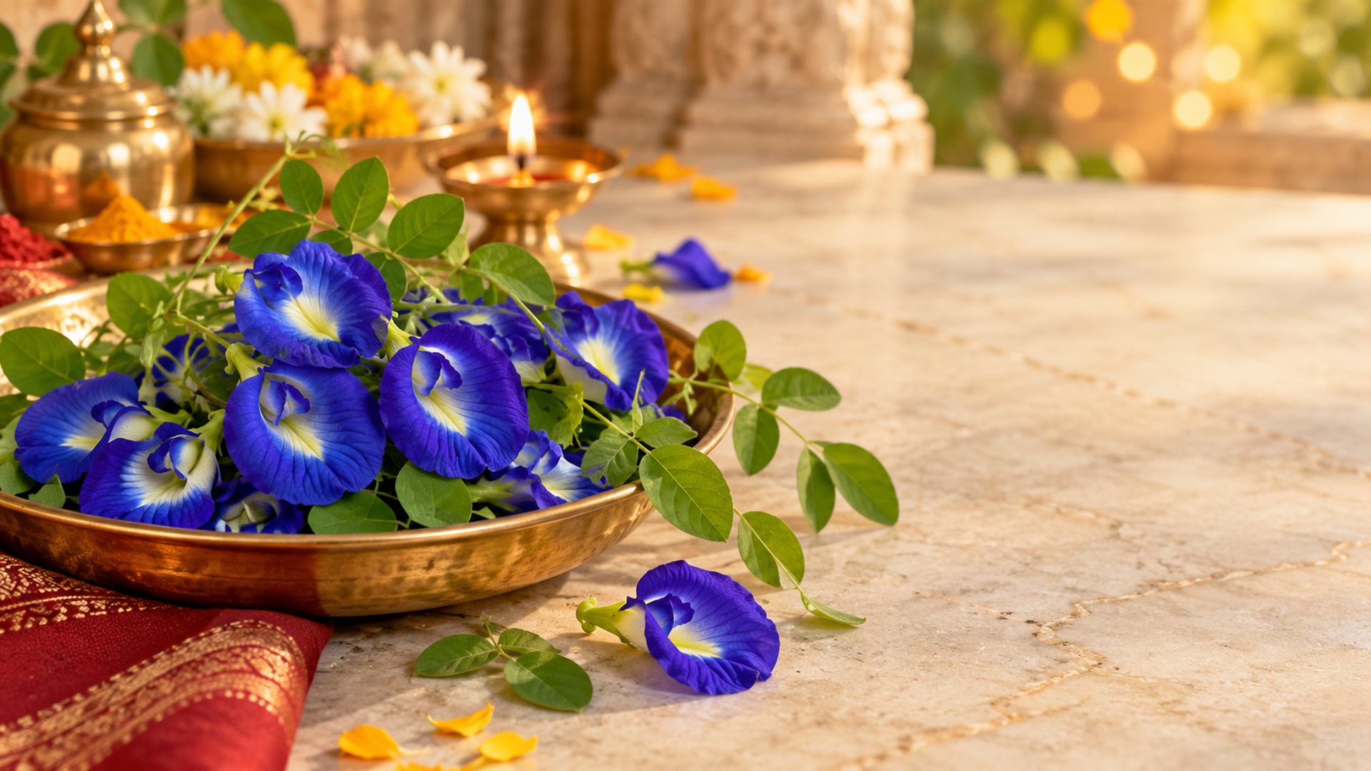 Blue Aparajita flowers used in Navratri worship and floral offerings
