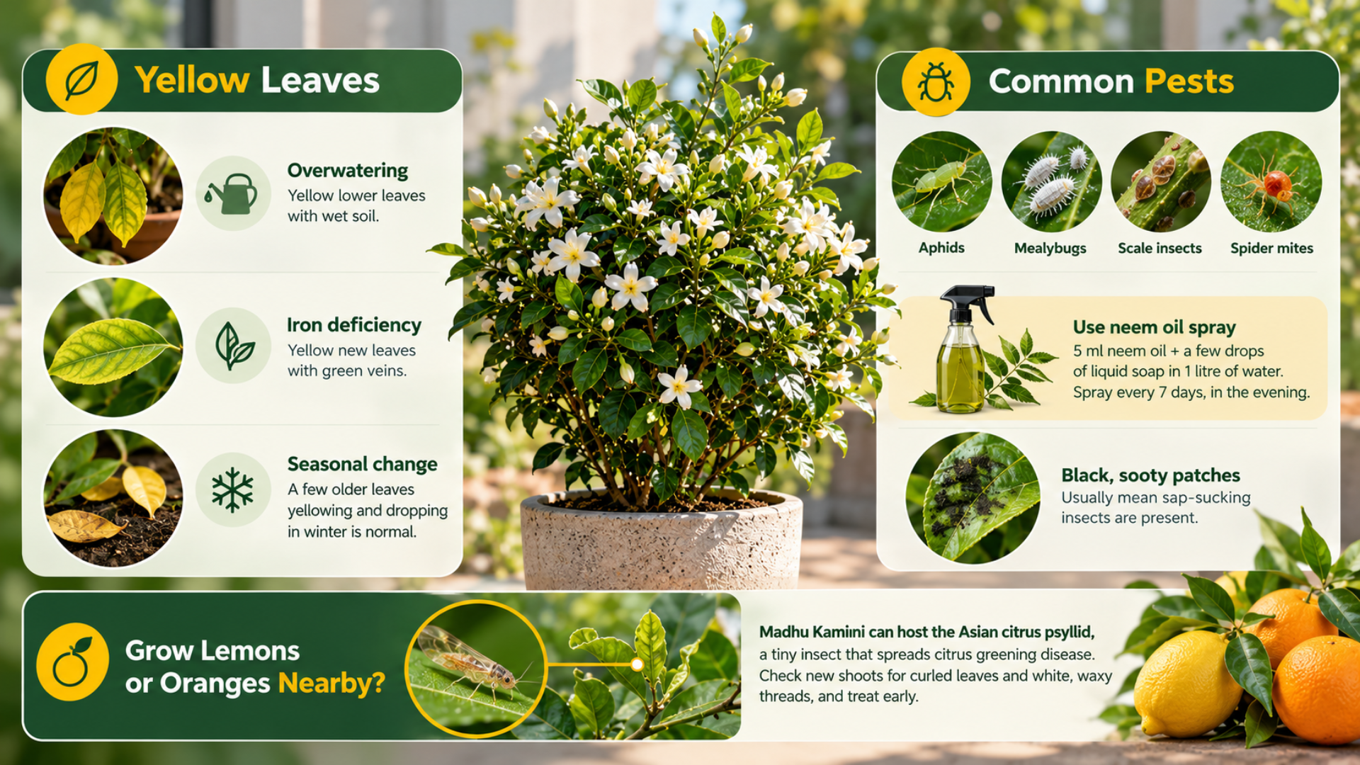 Common problems associated with the Madhu Kamini plant 