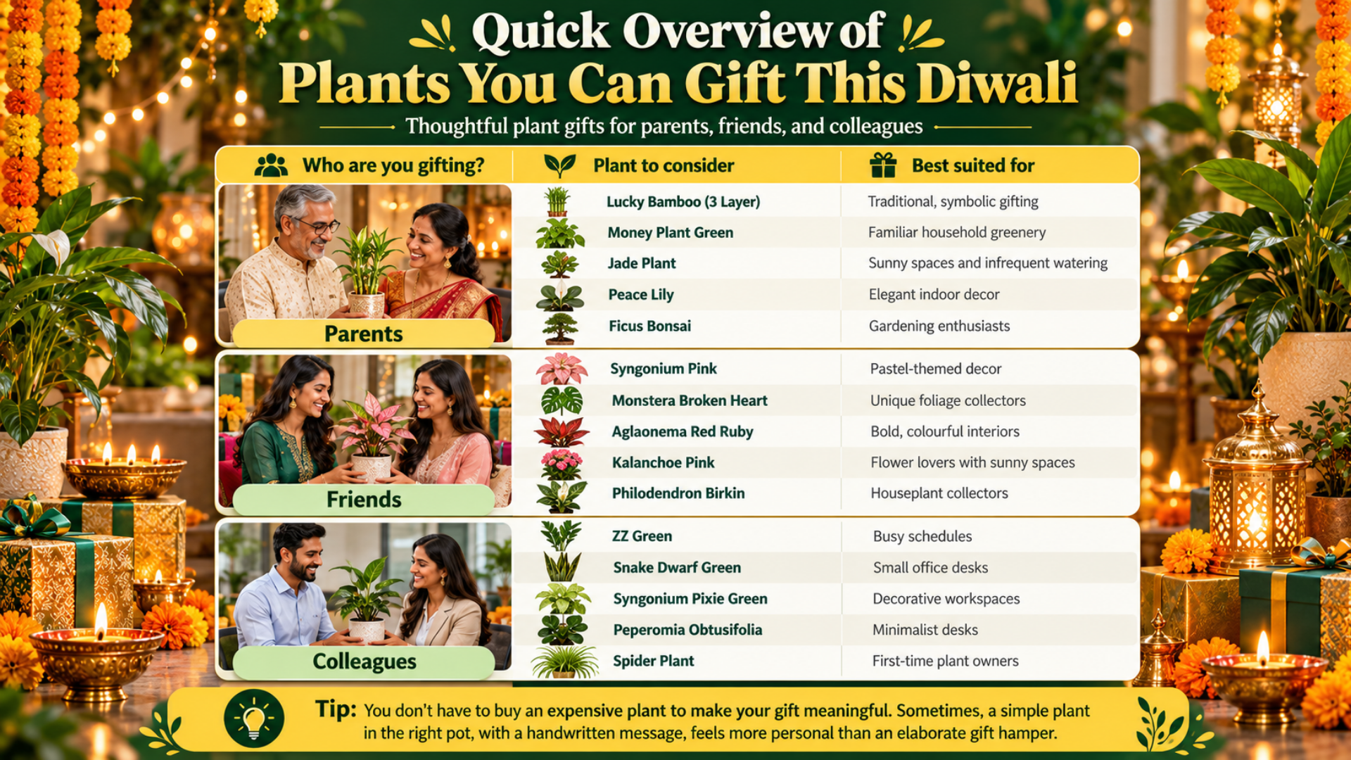 Diwali plant gift ideas for family, friends, and colleagues